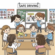 安全運転研修を実施しました｜障がい児総合支援　ウキウキはなさく／児童発達支援・放課後等デイサービス／就労継続支援B型／短期入所（ショートステイ）／兵庫 宝塚 山本丸橋　伊丹 中野西 中野東 荻野西　尼崎 南塚口 東園田　池田